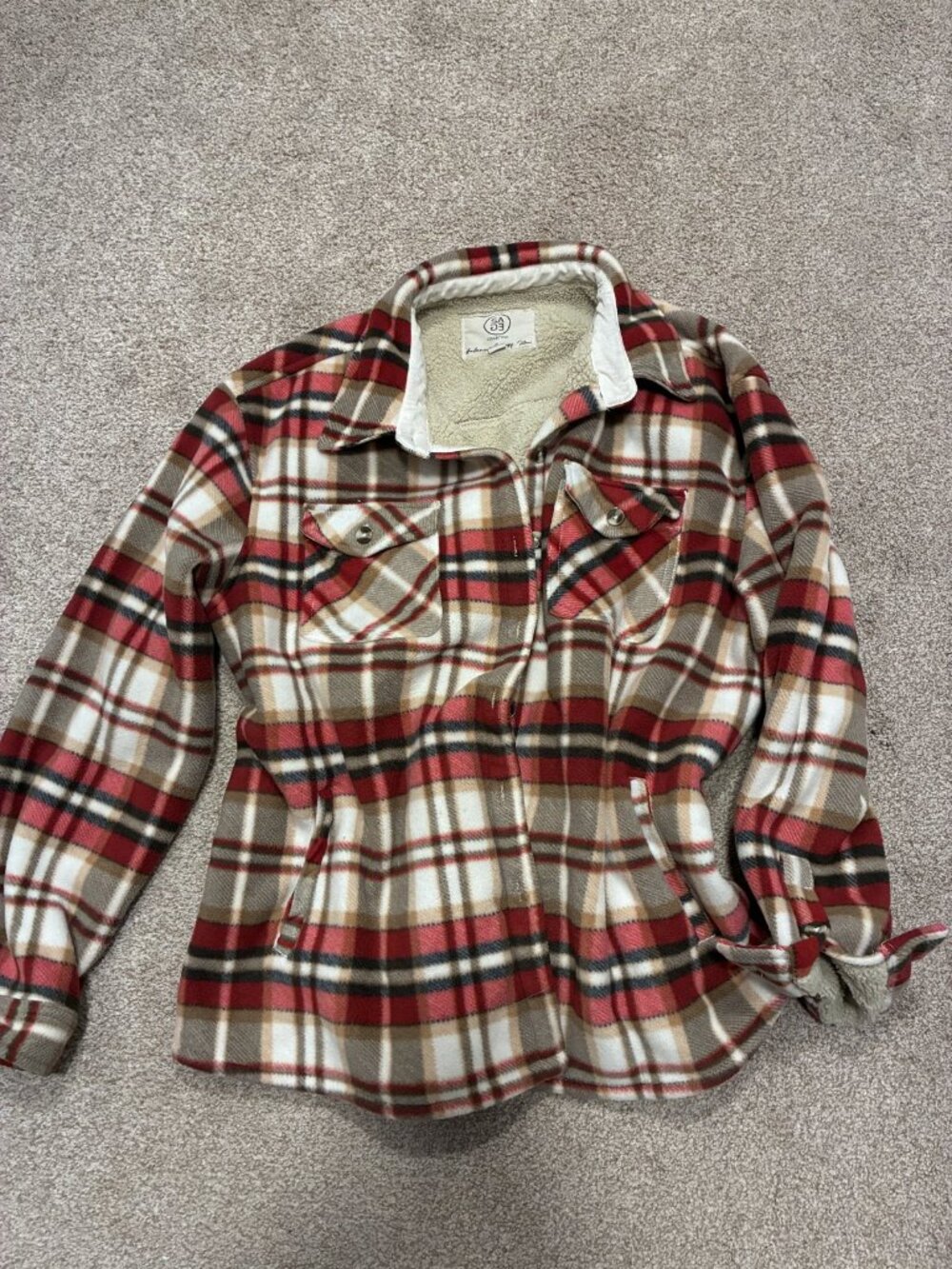 Sage Collective Plaid Sherpa Lined Shirt Jacket Shacket XL